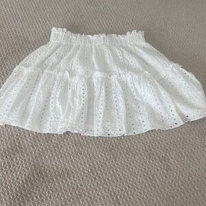 Elegant White Eyelet A-Line Skirt